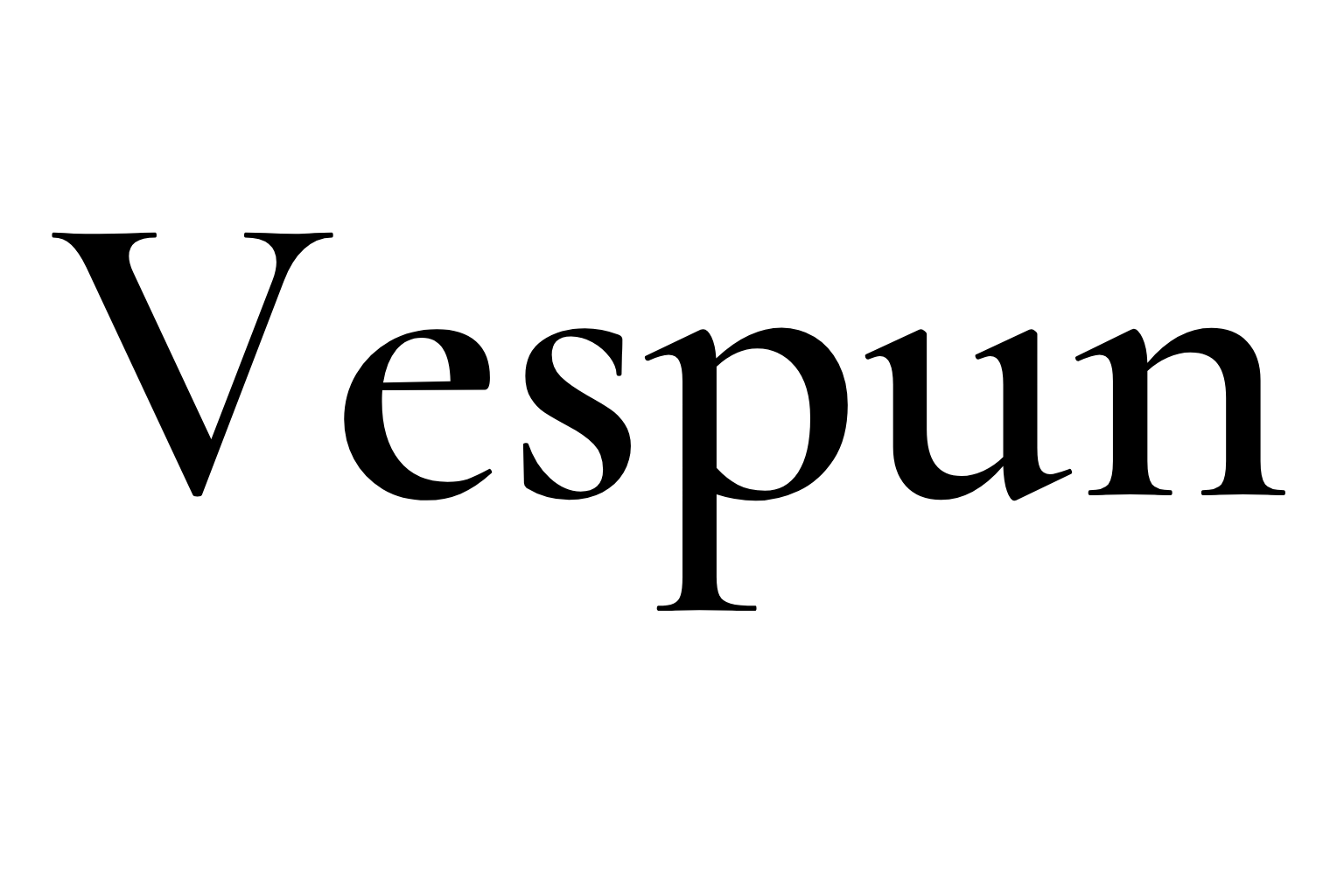 Logo Vespun en typographie élégante noire sur fond blanc, représentant l’identité visuelle de la marque de bijoux personnalisés.